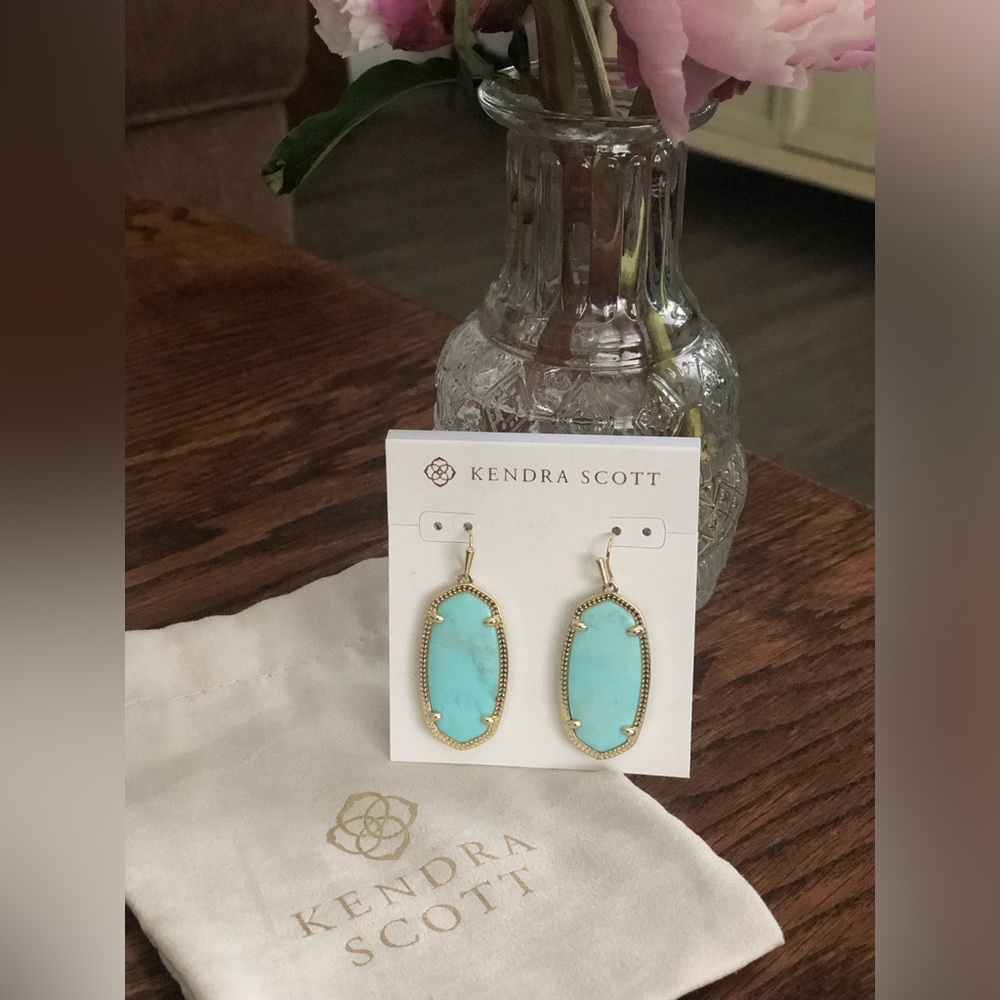 Kendra Scott ELLE Drop Earrings Gold - Light Blue Magnesite